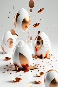 Minimalistic easter background. Clean design. Easter eggs on white background Stock Illustration