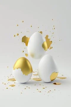Minimalistic easter background. Clean design. Easter eggs on white background Stock Illustration