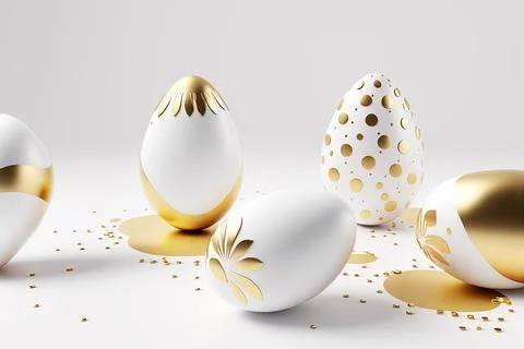 Minimalistic easter background. Clean design. Easter eggs on white background Illustrazione stock