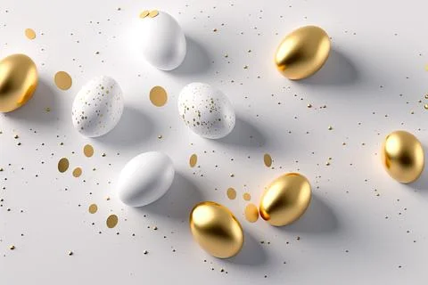 Minimalistic easter background. Clean design. Easter eggs on white background Illustrazione stock