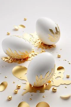 Minimalistic easter background. Clean design. Easter eggs on white background Illustrazione stock