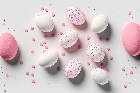 Minimalistic easter background. Clean design. Easter eggs on white background 스톡 일러스트
