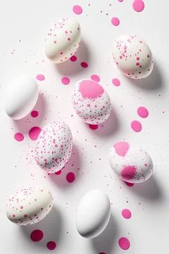 Minimalistic easter background. Clean design. Easter eggs on white background Stock Illustration