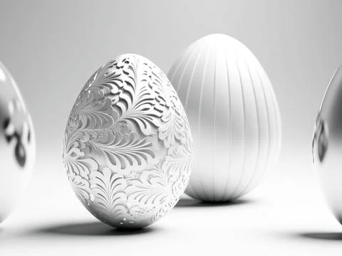 Minimalistic easter background. Clean design. Easter eggs on white background Stock Illustration