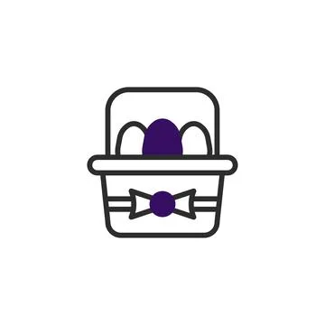 Minimalistic easter basket illustration featuring decorated eggs and a ribb.. Stock Illustration