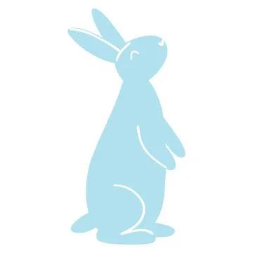 Minimalistic easter bunny. Vector illustration of rabbit silhouette, farm animal Stock Illustration