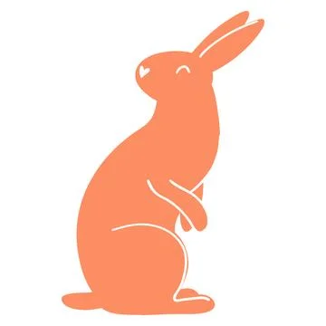 Minimalistic easter bunny. Vector illustration of rabbit silhouette, farm ani 库存插图