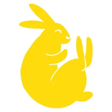 Minimalistic easter bunny. Vector illustration of rabbit silhouette, farm ani 库存插图