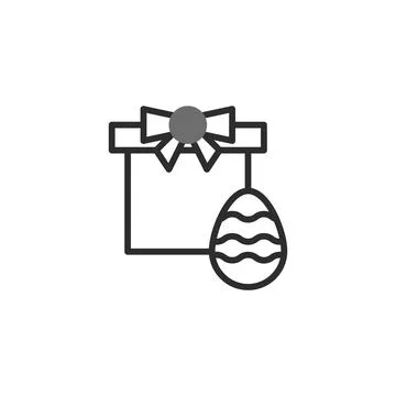 Minimalistic easter celebration a gift box adorned with a bow accompanied b.. Stock Illustration