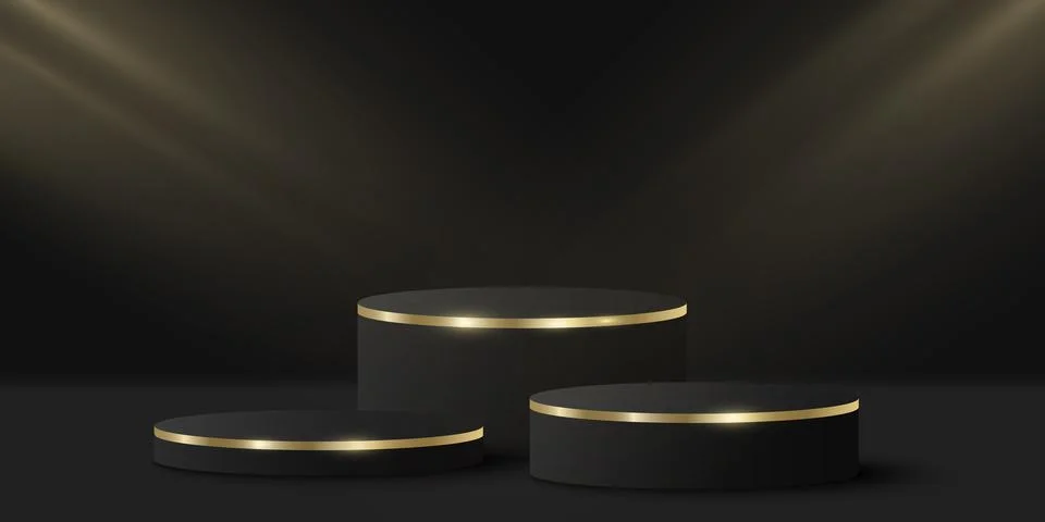 Minimalistic, elegant podium with light effect for show your product. 3d cyli Stock Illustration