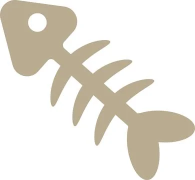 Minimalistic fish skeleton with clean lines and a simple style. PNG Stock Illustration