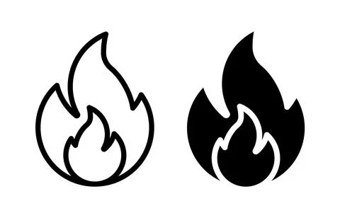 Minimalistic Flame Icons in Black and White Design for Visual Elements Stockillustratie