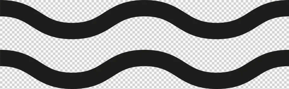 Minimalistic flat design showing parallel wavy strokes floating on transparent Stock Illustration