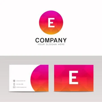 Minimalistic flat E letter in round shape logo company icon vector design Stock Illustration
