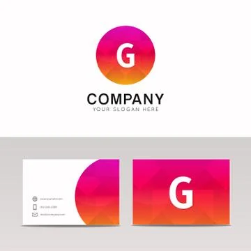 Minimalistic flat G letter in round shape logo company icon vector design Stock Illustration