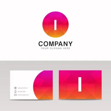 Minimalistic flat I letter in round shape logo company icon vector design Stock Illustration