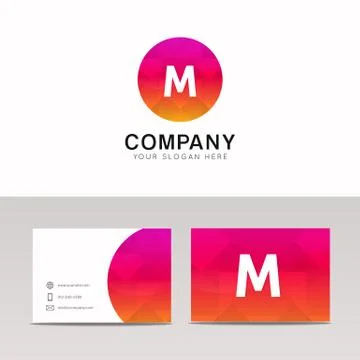 Minimalistic flat M letter in round shape logo company icon vector design Stock Illustration