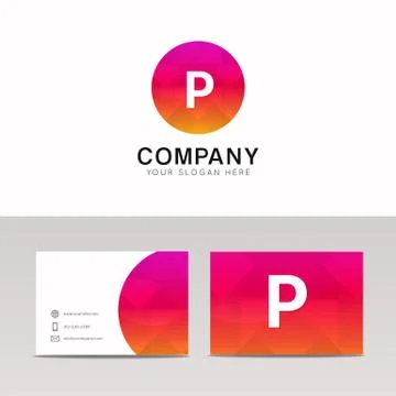 Minimalistic flat P letter in round shape logo company icon vector design Stock Illustration