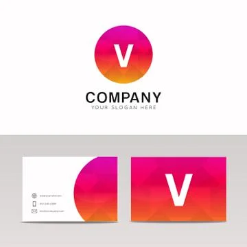 Minimalistic flat V letter in round shape logo company icon vector design Stock Illustration