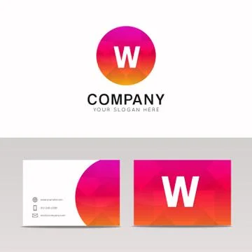 Minimalistic flat W letter in round shape logo company icon vector design Stock Illustration