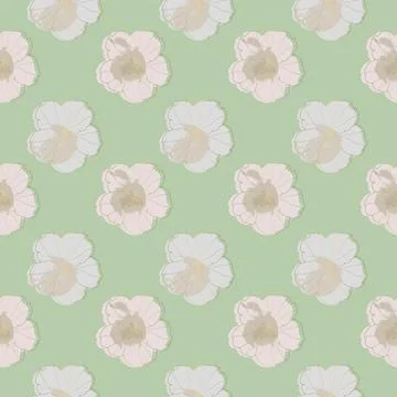 Minimalistic floral seamless pattern with delicate flowers and gold outline Stock Illustration