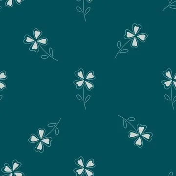 Minimalistic floral seamless pattern with simple four-leaf clover elements. T Ilustración de archivo