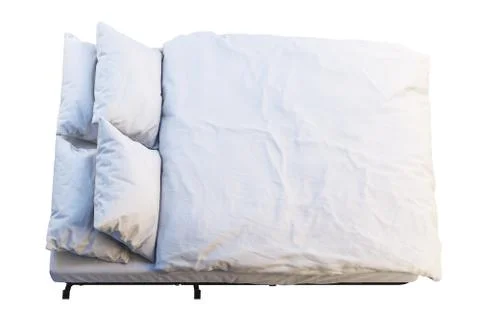 Minimalistic folding bed with linen. 3d render Stock Illustration