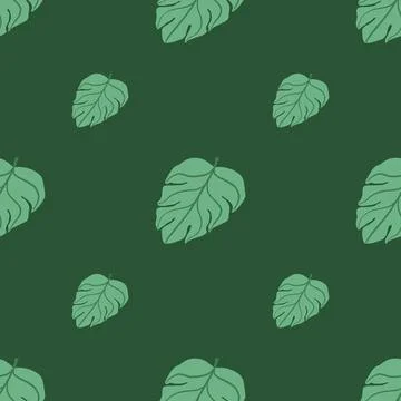 Minimalistic foliage style seamless pattern with simple monstera palm leaves  스톡 일러스트