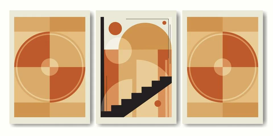 Minimalistic geometric design poster, vector templates. Geometric shapes, arc Stock Illustration