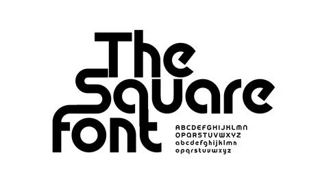 Minimalistic Geometric Font Logo Alphabet Creative Art Letter Set Modern Stock Illustration