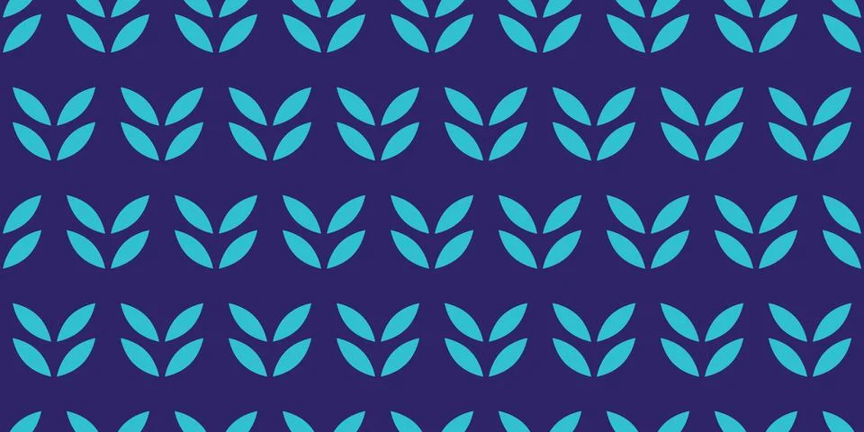Minimalistic geometric Pattern with Blue Leaves. Seamless Print Foliage ele.. Illustrazione stock