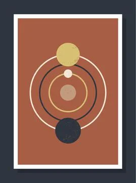 Minimalistic geometric vector art wall poster. minimal 20s geometric abstract Stock Illustration