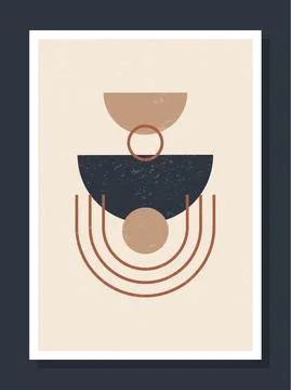 Minimalistic geometric vector art wall poster. minimal 20s geometric abstract Stock Illustration