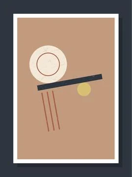Minimalistic geometric vector art wall poster. minimal 20s geometric abstract Stock Illustration