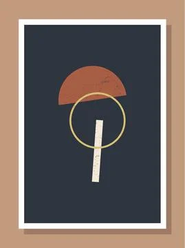 Minimalistic geometric vector art wall poster. minimal 20s geometric abstract Stock Illustration