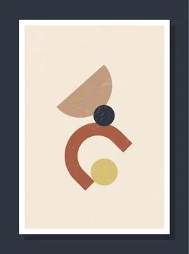 Minimalistic geometric vector art wall poster. minimal 20s geometric abstract Stock Illustration