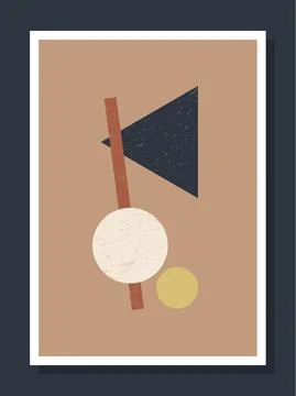 Minimalistic geometric vector art wall poster. minimal 20s geometric abstract Stock Illustration
