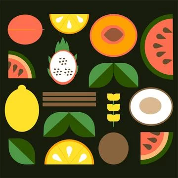 Minimalistic geometry fruit pattern - background イラスト素材