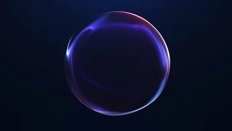 Minimalistic glowing gradient sphere in purple, blue and red tones on dark .. Stock Illustration