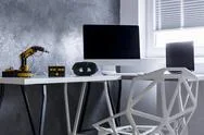 Minimalistic  Grey Room Interior With Robot Stock Photos
