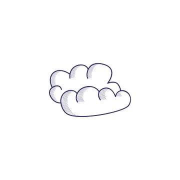 Minimalistic hand-drawn icon with a clouds. Hatched web icon Stock Illustration