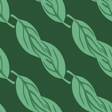 Minimalistic herbal seamless pattern with simple leaves contoured silhouettes Illustrazione stock