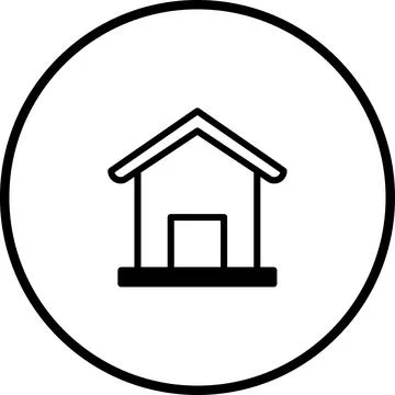 Minimalistic home icon in a circular frame creating a clean and simple design Ilustración de archivo