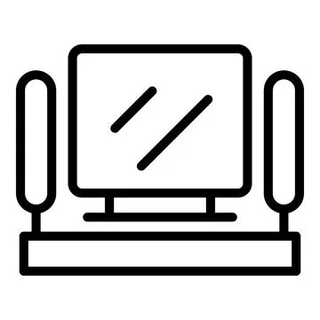 Minimalistic home office desk with computer icon 스톡 일러스트