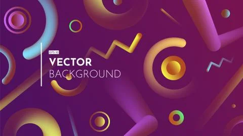 Minimalistic horizontal background with 3d rounded and fluid elements in motion. Stock Illustration