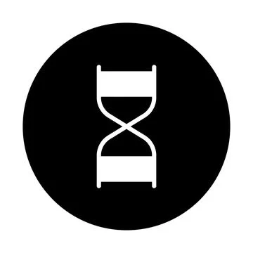 Minimalistic hourglass design within a circular frame symbolizing time pass.. Stock Illustration