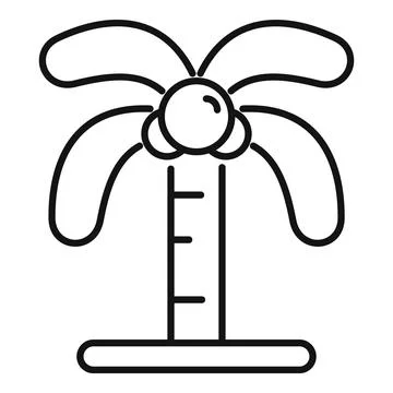 Minimalistic icon of a palm tree growing on a tiny island Stock Illustration