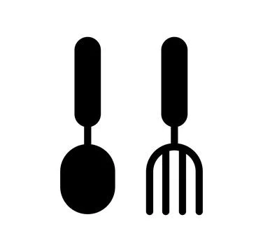 Minimalistic Icon Set of Spoon and Fork for Culinary or Kitchen Themes Stock Illustration