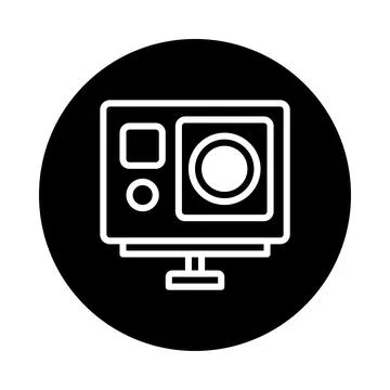 A minimalistic illustration of an action camera showcasing technology and a.. Stock Illustration