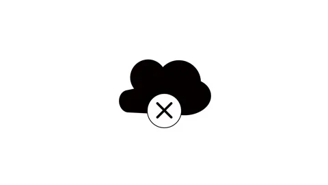 Minimalistic illustration of a black cloud with a white x mark isolated on .. Stock Footage 258880468
